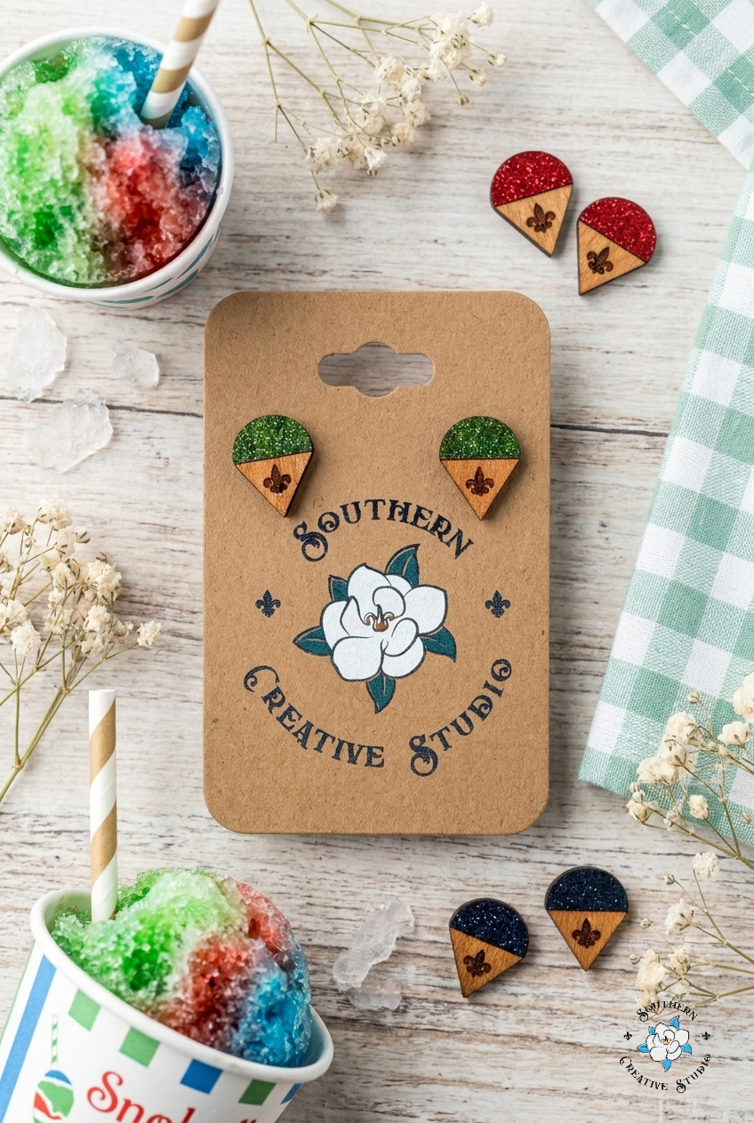 Snowball Earrings - flavor colors flat lay moodboard