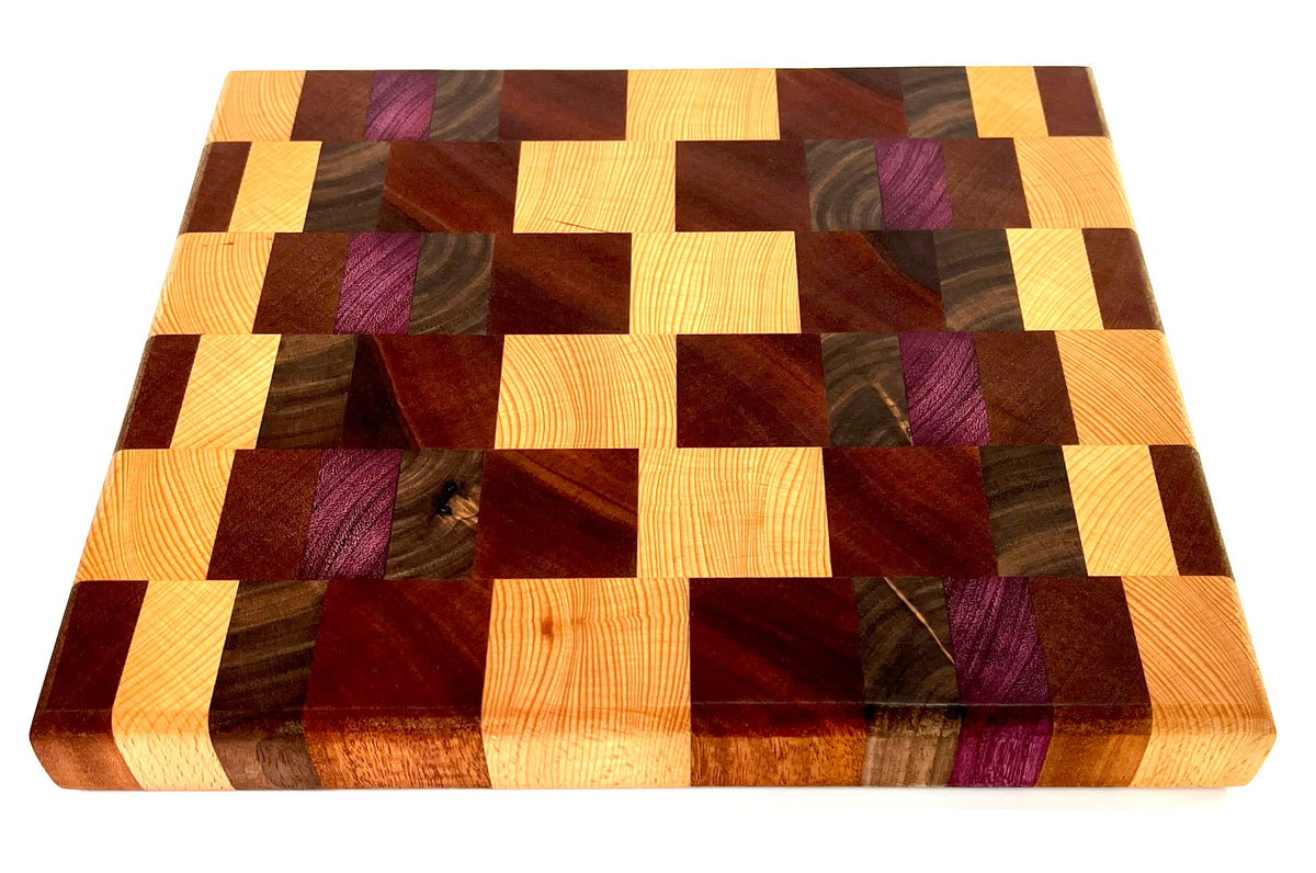 Medium End Grain Chopping Block, handmade by Southern Creative Studio in New Orleans – alternate angle