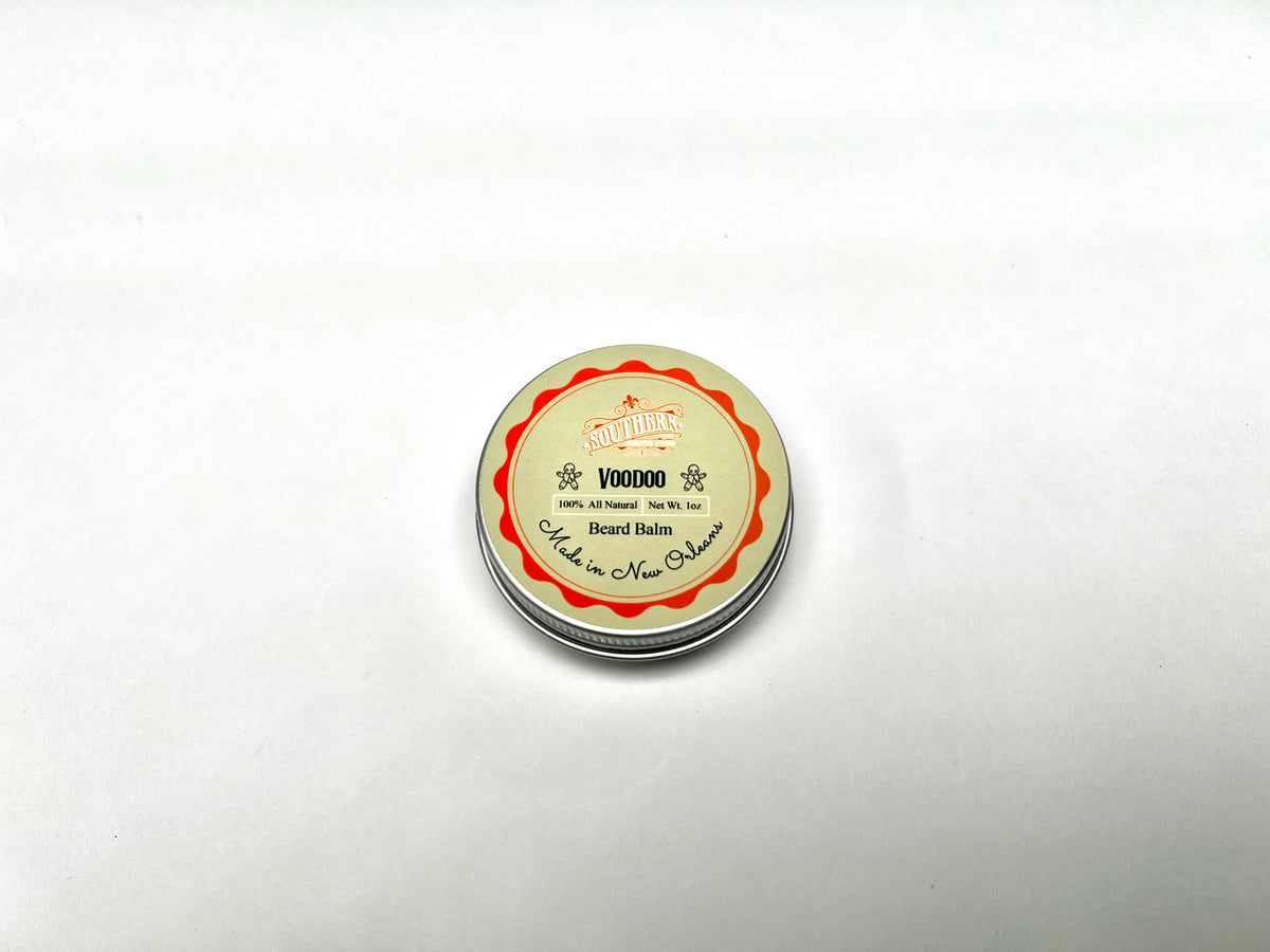 Beard Balm - Voodoo, handmade by Southern Creative Studio in New Orleans – in use