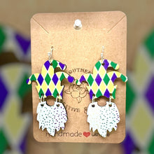 Load image into Gallery viewer, Mardi Gras Jester Knome Argyle Earring
