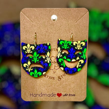 Load image into Gallery viewer, Mardi Gras Mask Solid Fleur dis lis Earring