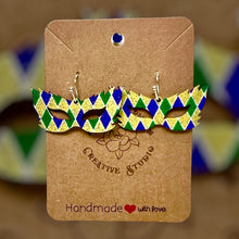 Load image into Gallery viewer, Mardi Gras Mask 2 Argyle Earring