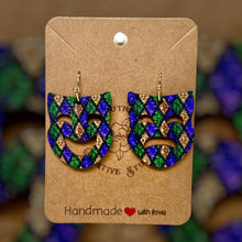 Load image into Gallery viewer, Mardi Gras Mask Solid Harlequin Earring