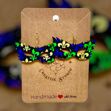 Load image into Gallery viewer, Mardi Gras Mask 2 Fleur dis lis Earring