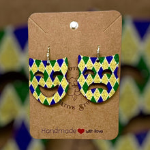 Load image into Gallery viewer, Mardi Gras Mask Solid Argyle Earring