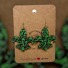 Load image into Gallery viewer, St. Patrick&#39;s  Fleur dis lis Celtic Knot Clover Earring