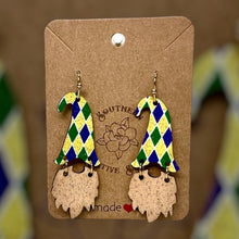 Load image into Gallery viewer, Mardi Gras Tall Hat Knome Argyle Earring