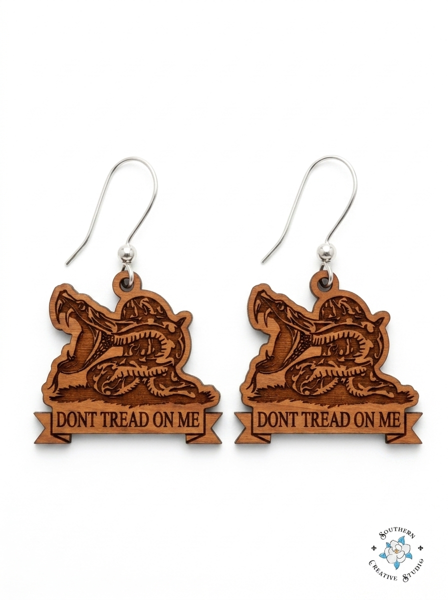 Don't Tread On Me Snake Earrings product shot on white background – Southern Creative Studio
