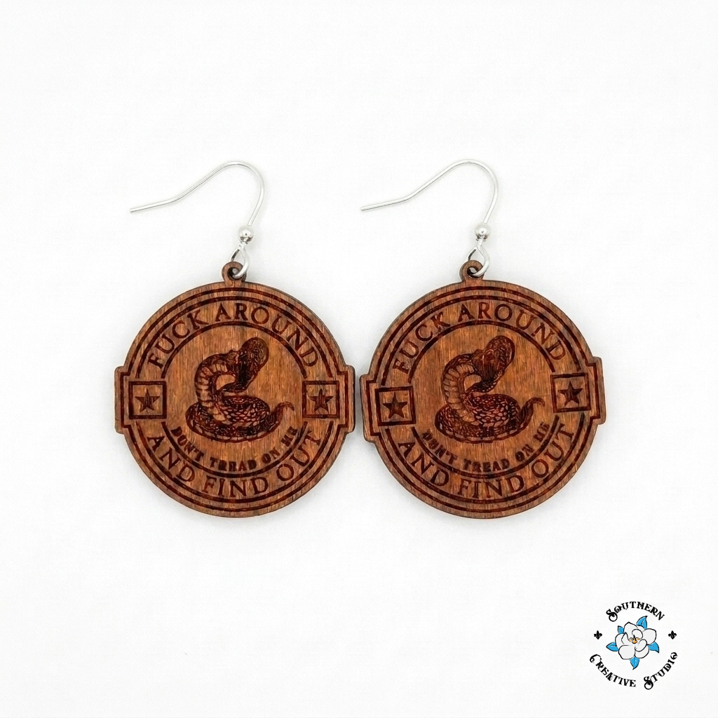 FAAFO Snake Medallion Earrings product shot on white background – Southern Creative Studio