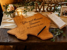 Load image into Gallery viewer, Custom State Guest Book styled on a rustic wedding table