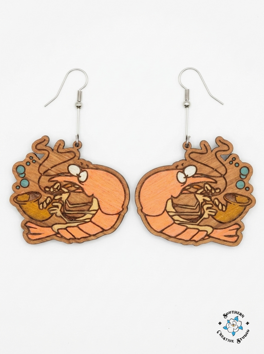 Silly Shrimp Earrings product shot on white background – Southern Creative Studio