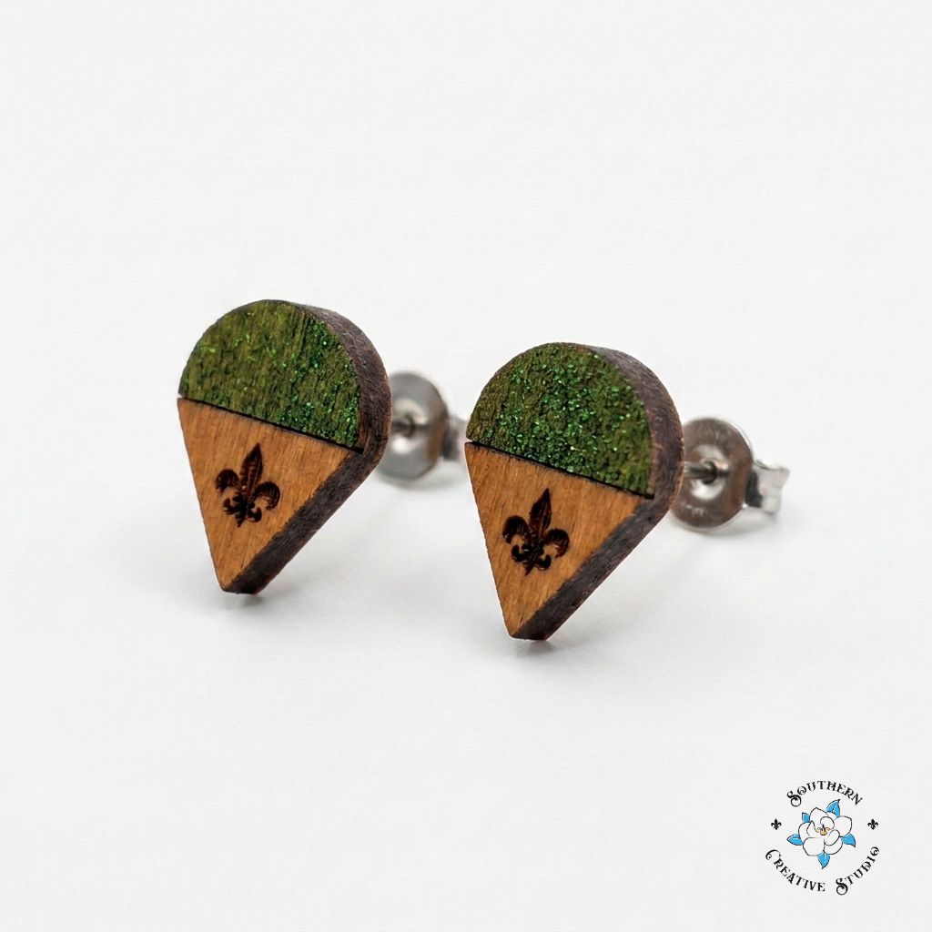 Snowball Earrings - green flavor, white background