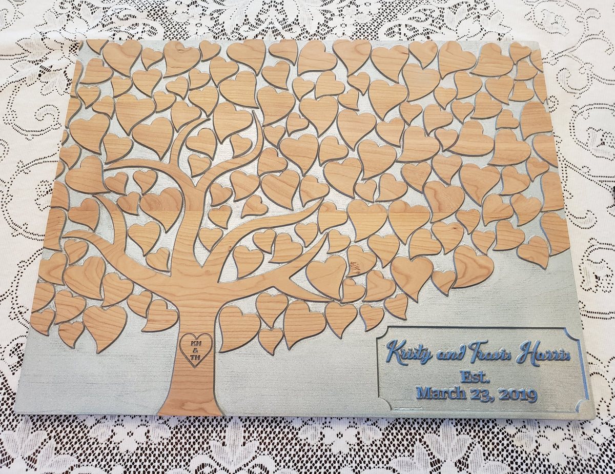 Heart Tree Guest Book, handmade by Southern Creative Studio in New Orleans – detail