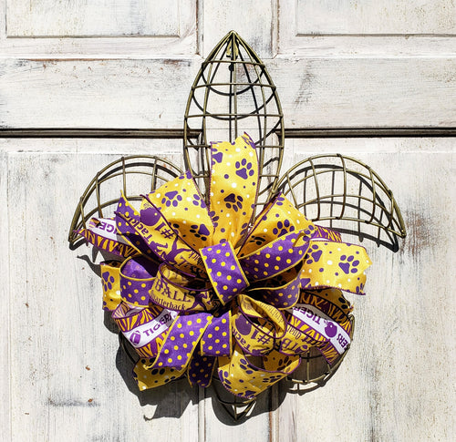 Purple and Gold Fleur Dis Lis Wreath