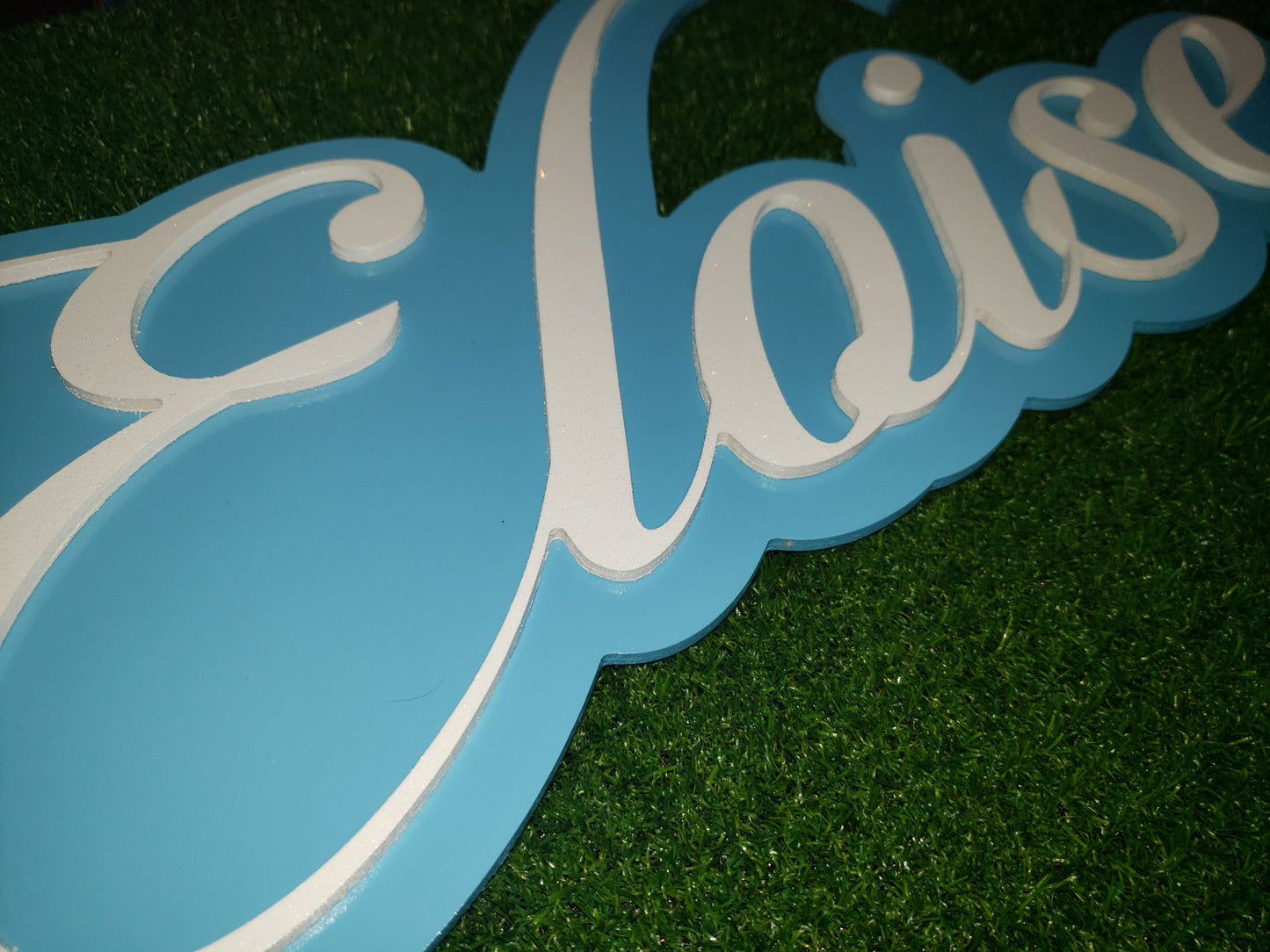Name with background sign, handmade by Southern Creative Studio in New Orleans – detail