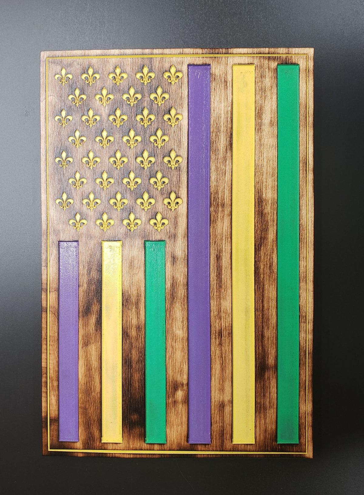 Mardi Gras Flag 1, handmade by Southern Creative Studio in New Orleans