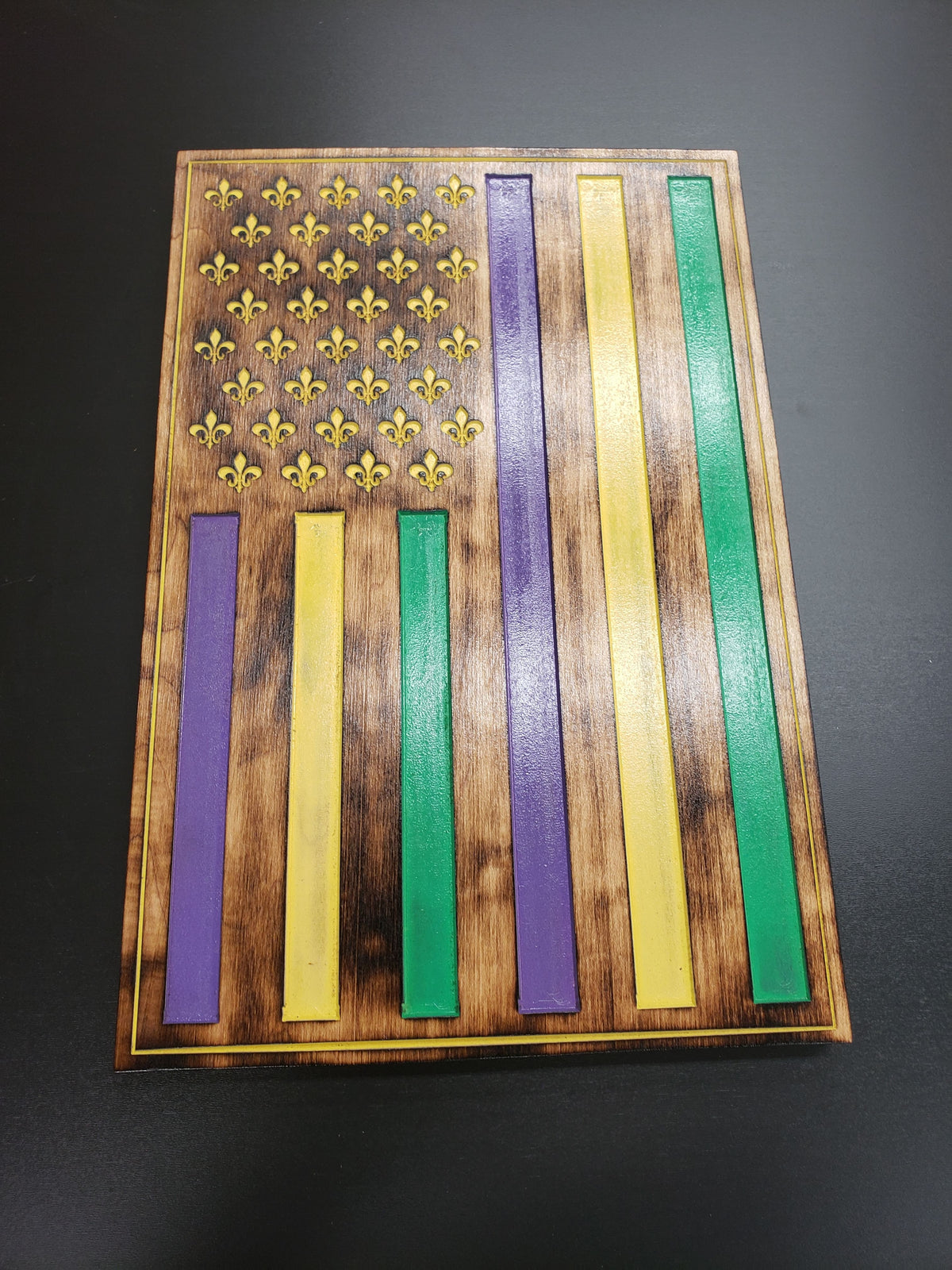Mardi Gras Flag 1, handmade by Southern Creative Studio in New Orleans – detail