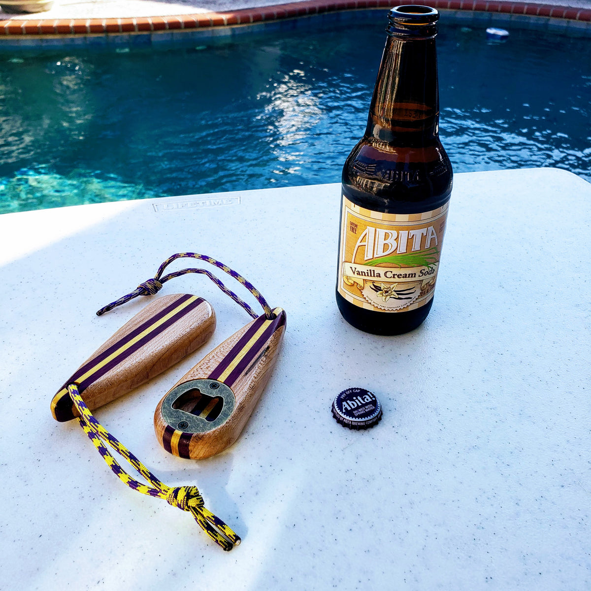 Purple and Gold Ver. 1 Bottle Opener, handmade by Southern Creative Studio in New Orleans – detail