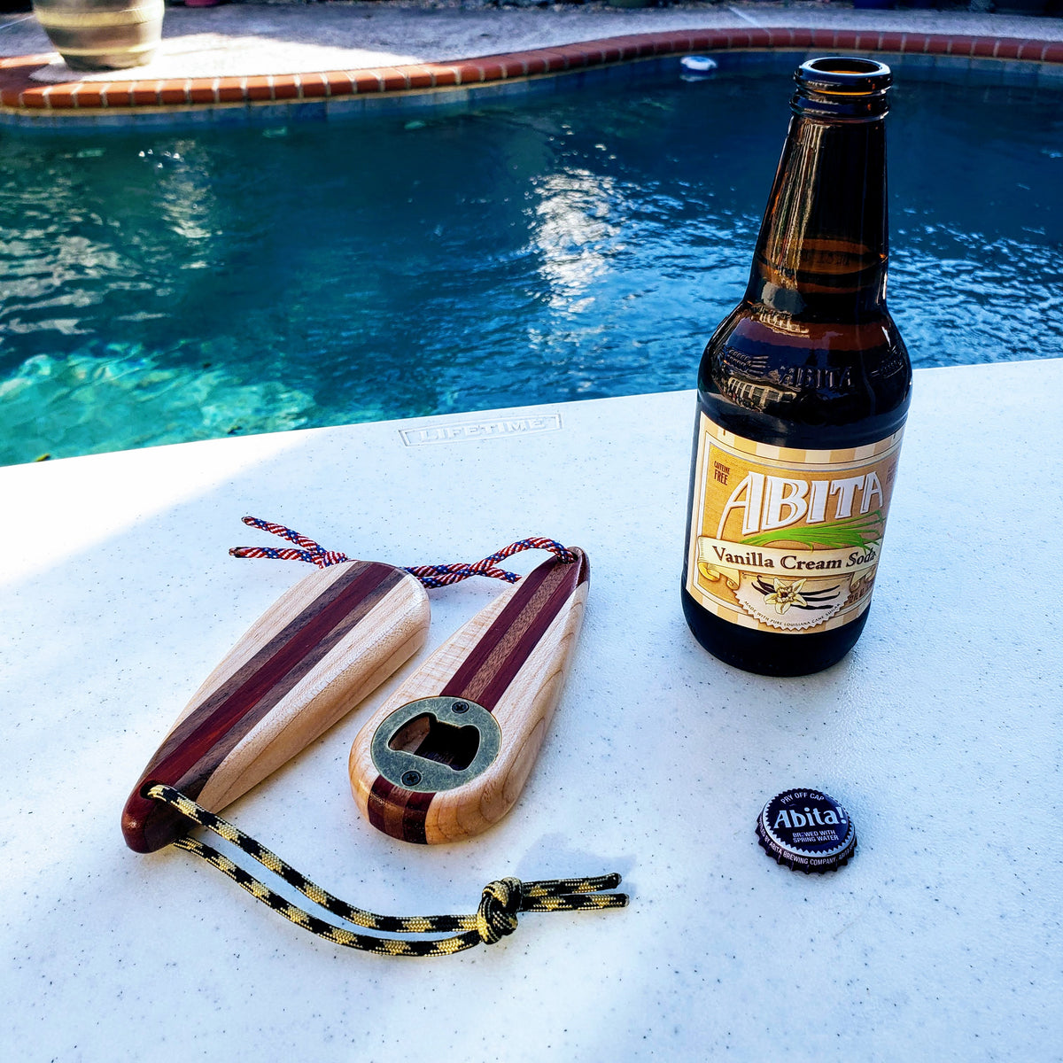 Exotic Hardwood Bottle Opener, handmade by Southern Creative Studio in New Orleans – detail