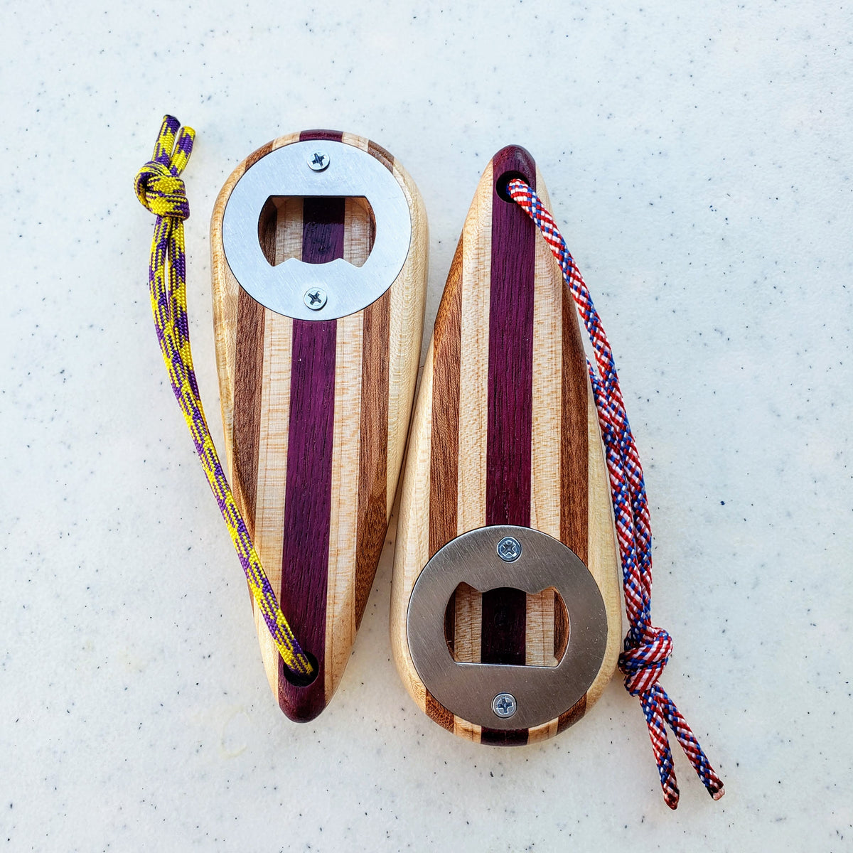 White, Brown and Purple Bottle Opener, handmade by Southern Creative Studio in New Orleans