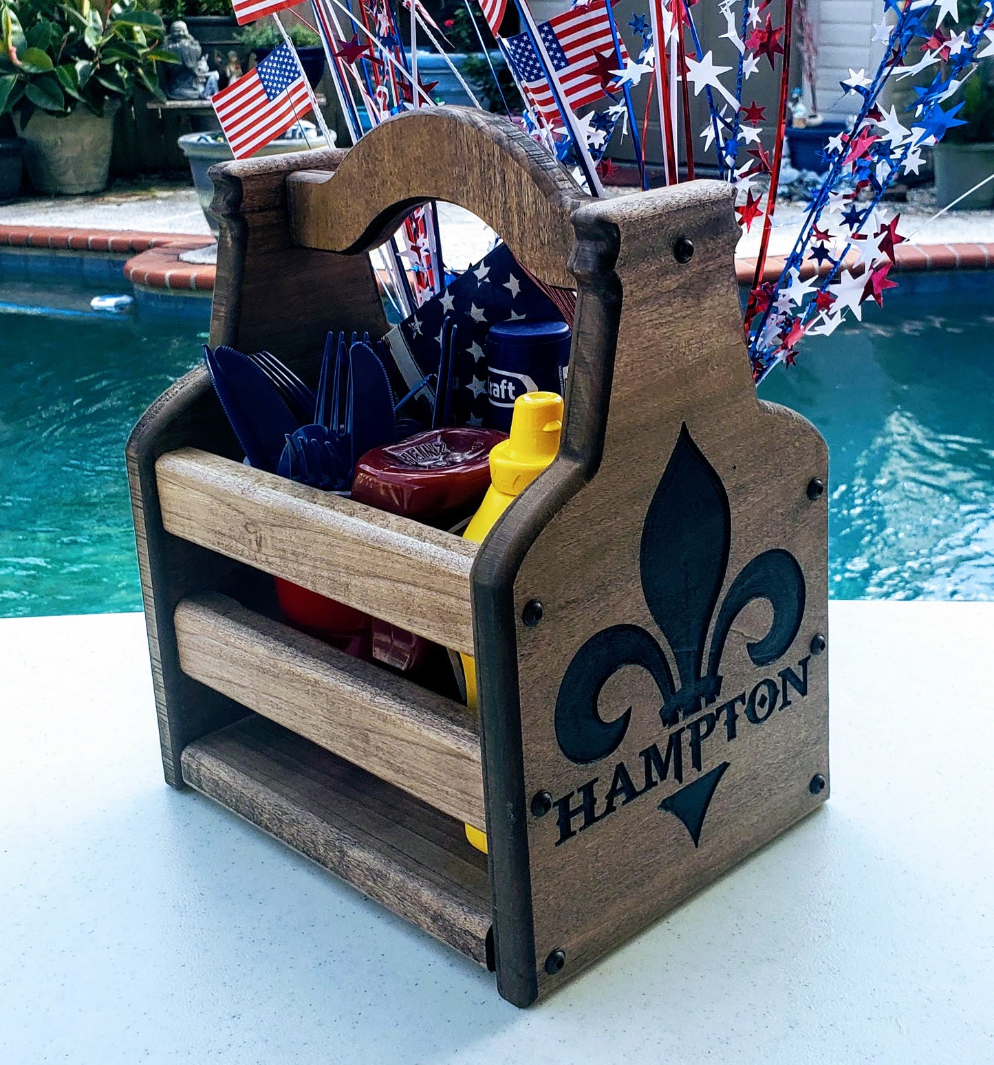 Condiment Tote, handmade by Southern Creative Studio in New Orleans – in use
