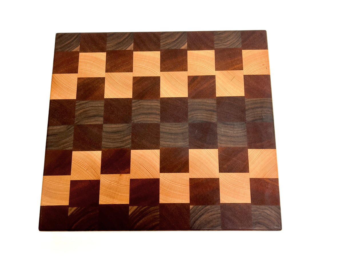 Checkered Pattern Butcher Block, handmade by Southern Creative Studio in New Orleans – alternate angle