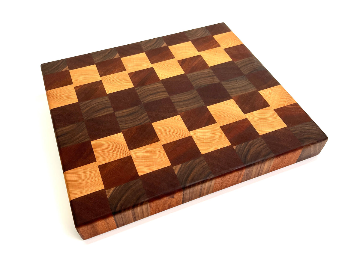 Checkered Pattern Butcher Block, handmade by Southern Creative Studio in New Orleans – detail