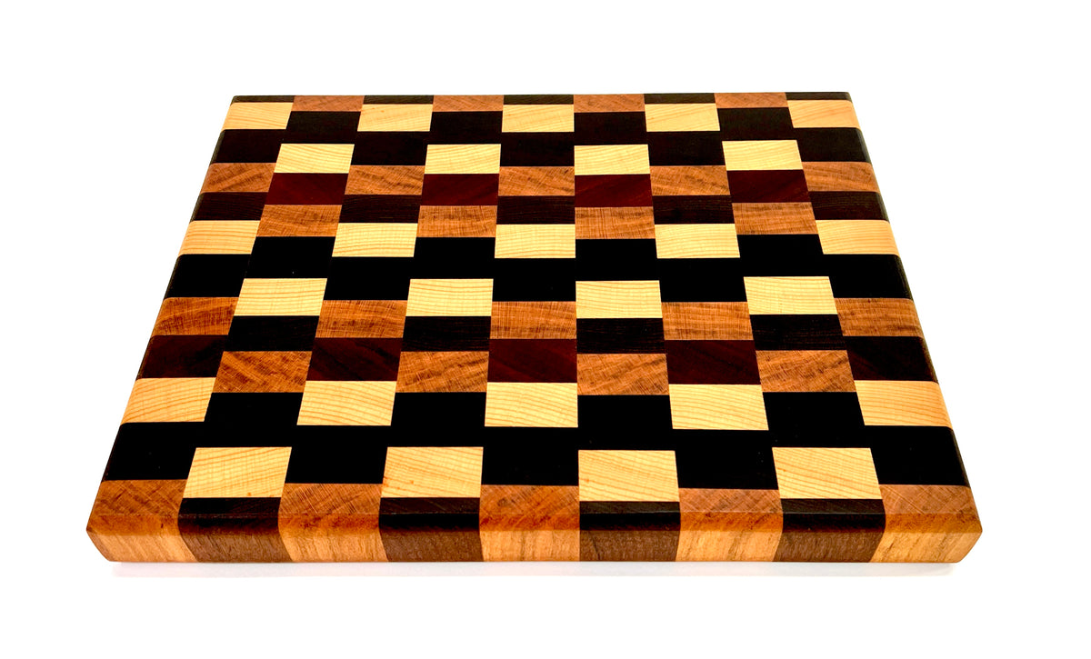 Mini Offset Checkered Butcher Block, handmade by Southern Creative Studio in New Orleans – alternate angle