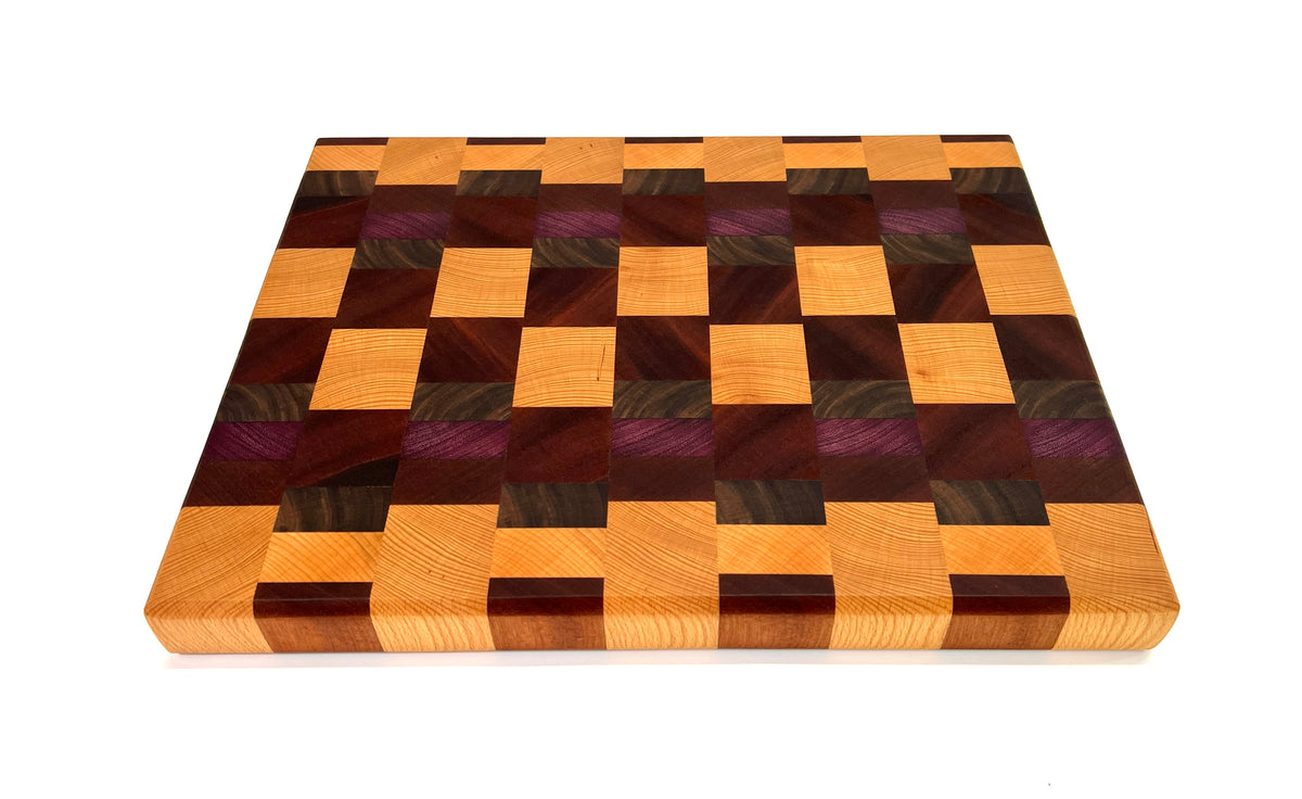 Checkered Chopping Block, handmade by Southern Creative Studio in New Orleans – detail