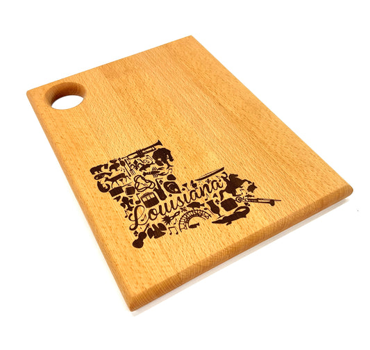 Louisiana Theme Cutting Board, handmade by Southern Creative Studio in New Orleans