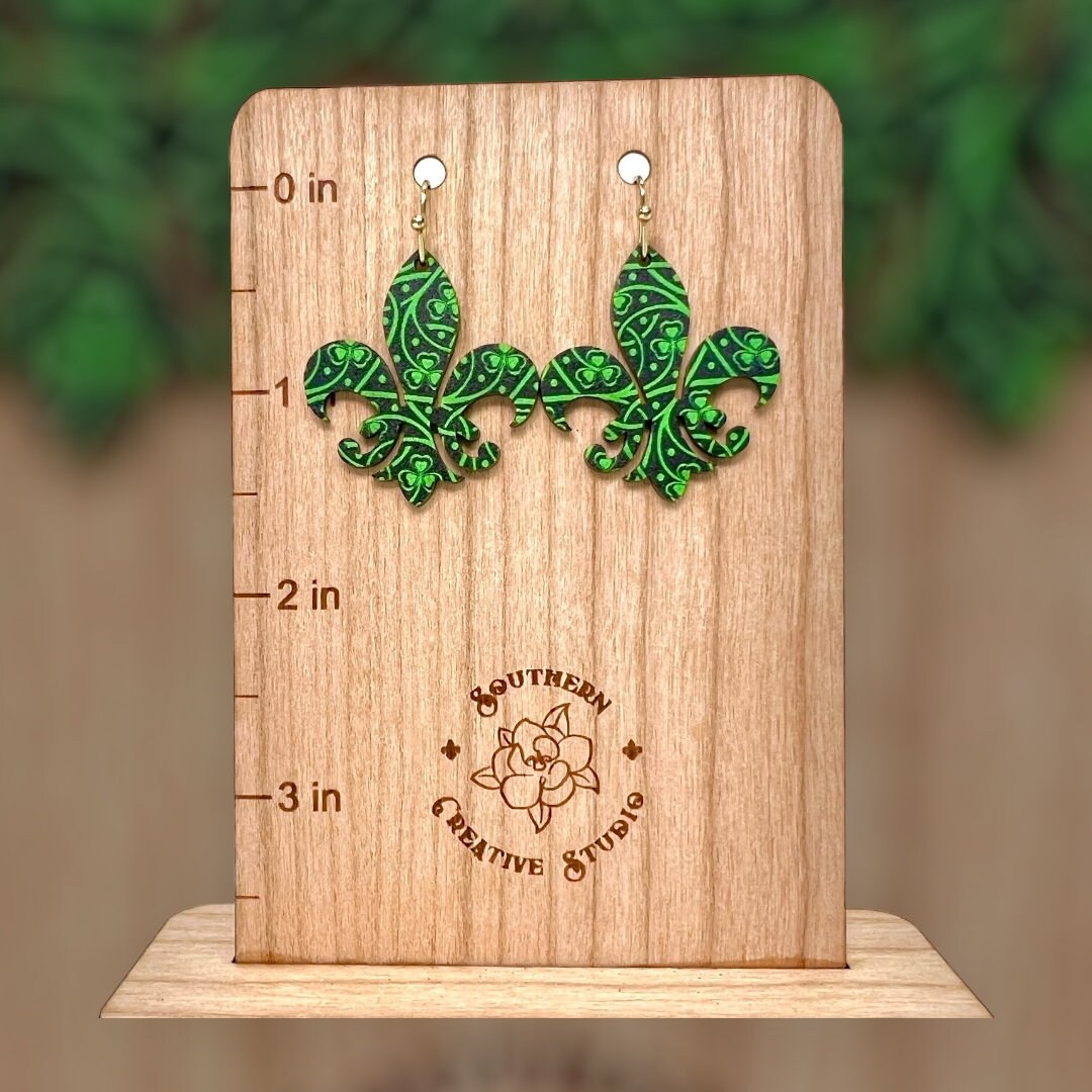 St. Patrick's Fleur dis lis Celtic Knot Clover Earring