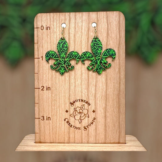 St. Patrick's Fleur dis lis Celtic Knot Clover Earring