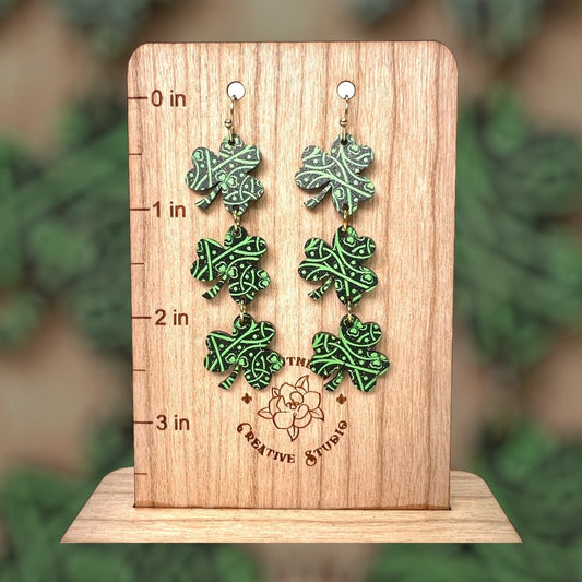 St. Patrick's Three Leaf Clover Celtic Knot Earring