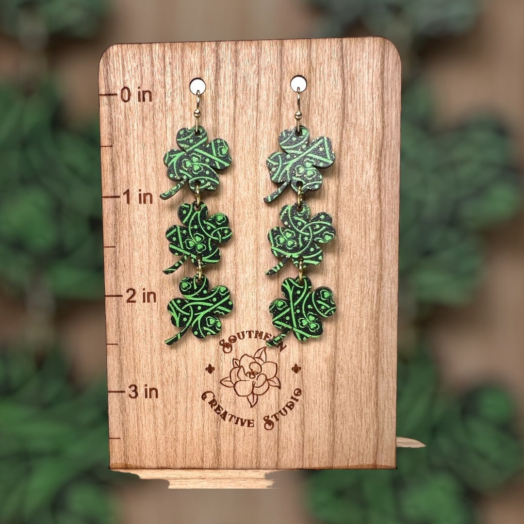 St. Patrick's Four Leaf Clover Celtic Knot Earring