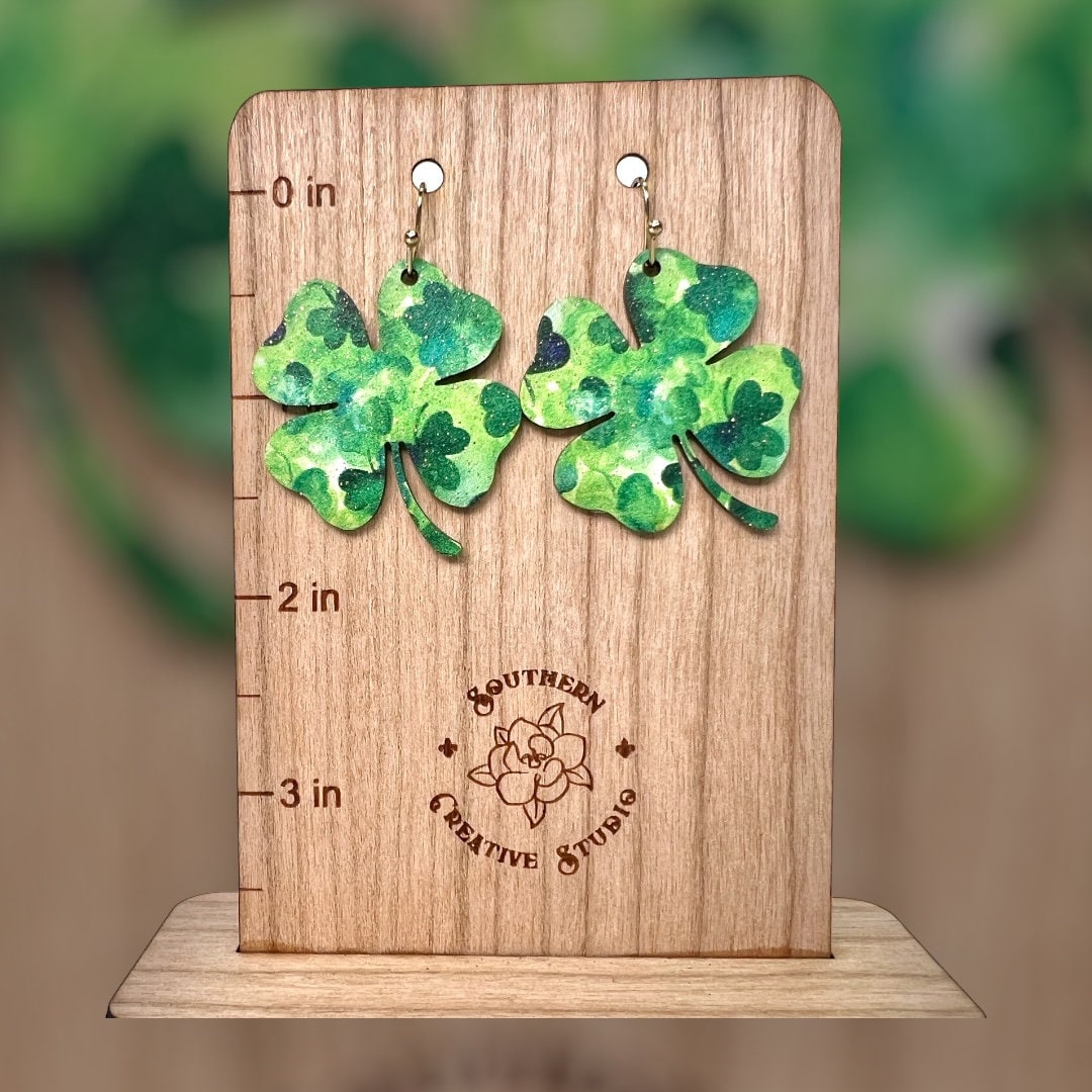 St. Patrick's Big Four Leaf Clover Earring