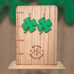 St. Patrick's Simple Small Four Leaf Clover Earring