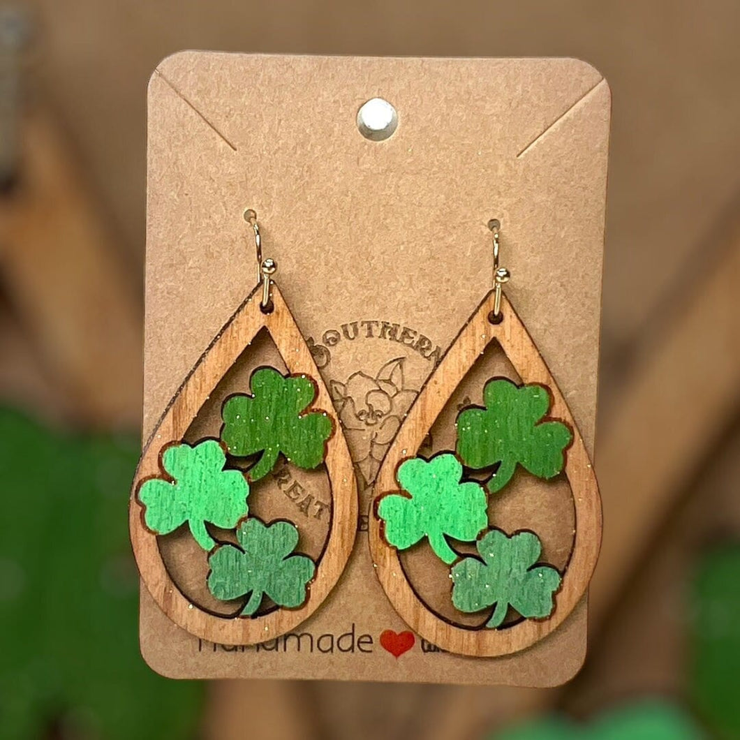 St. Patricks Three Clover Earring