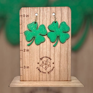 St. Patrick's Simple Big Four Leaf Clover Earring